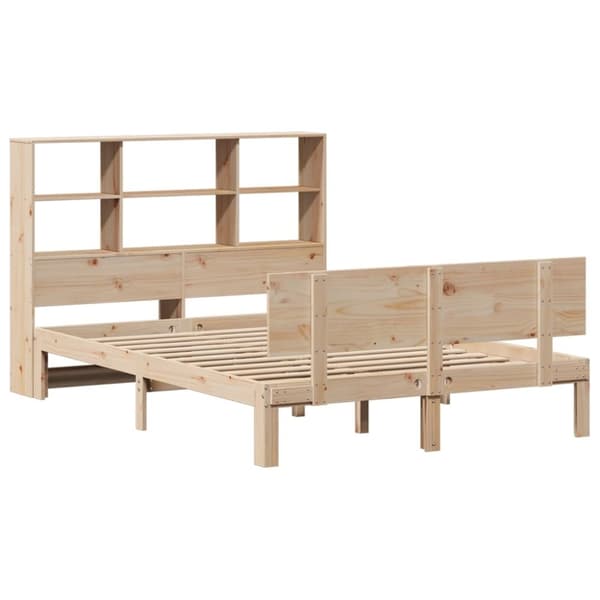 vidaXL Seng med bokhylle uten madrass 160x200 cm heltre furu