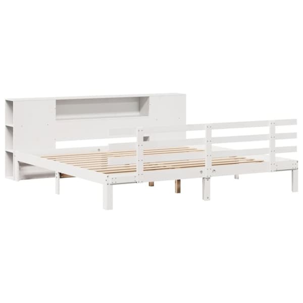 vidaXL Seng med bokhylle uten madrass hvit 180x200 cm heltre furu