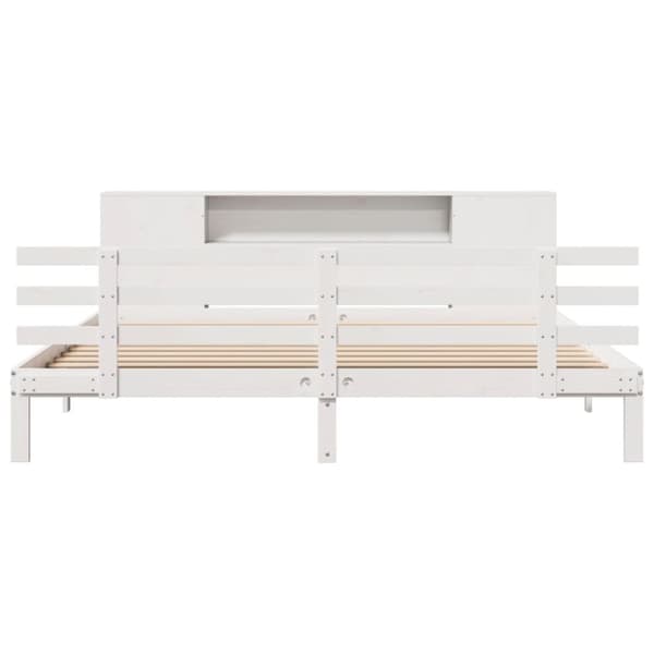vidaXL Seng med bokhylle uten madrass hvit 180x200 cm heltre furu