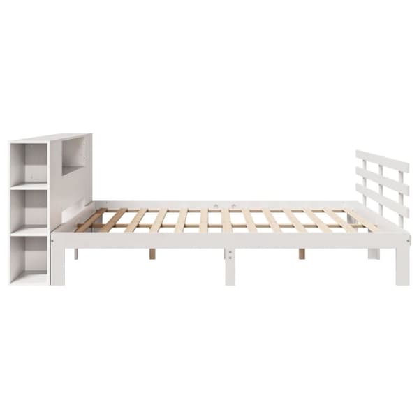 vidaXL Seng med bokhylle uten madrass hvit 180x200 cm heltre furu