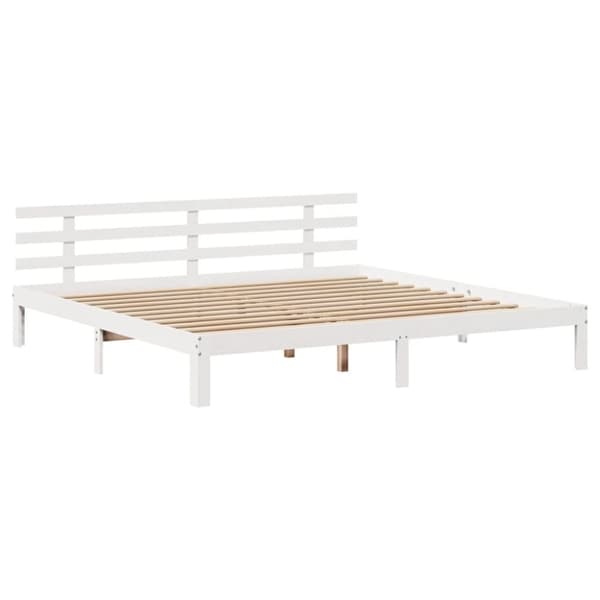 vidaXL Seng med bokhylle uten madrass hvit 180x200 cm heltre furu