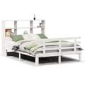 Miniatyrbilde 3 av 11: vidaXL Seng med bokhylle uten madrass hvit 140x200 cm heltre furu
