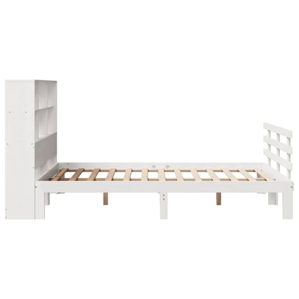 vidaXL Seng med bokhylle uten madrass hvit 140x200 cm heltre furu