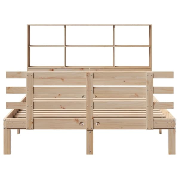 vidaXL Seng med bokhylle uten madrass 140x190 cm heltre furu