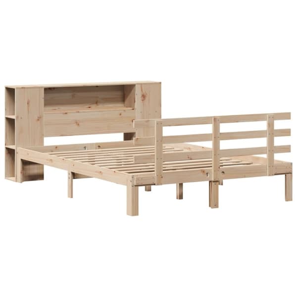 vidaXL Seng med bokhylle uten madrass 140x190 cm heltre furu