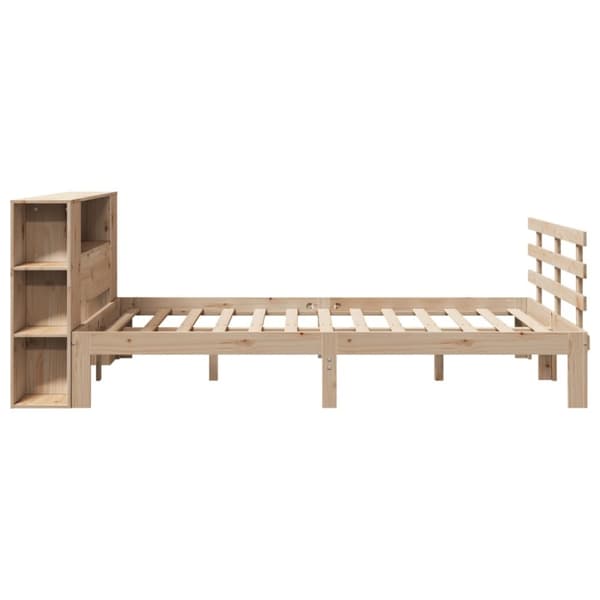 vidaXL Seng med bokhylle uten madrass 140x190 cm heltre furu