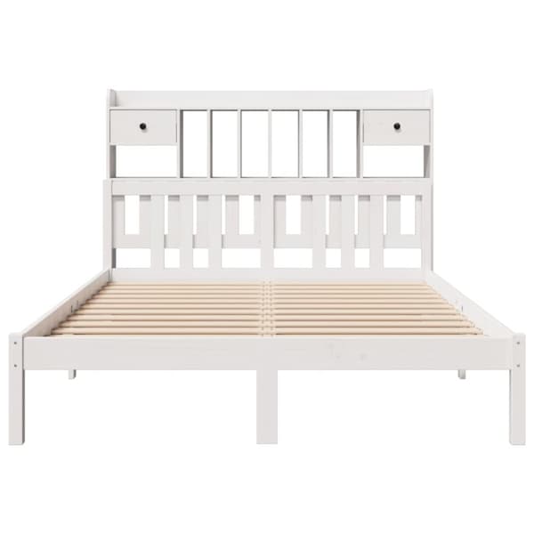 vidaXL Seng med bokhylle uten madrass hvit 160x200 cm heltre furu