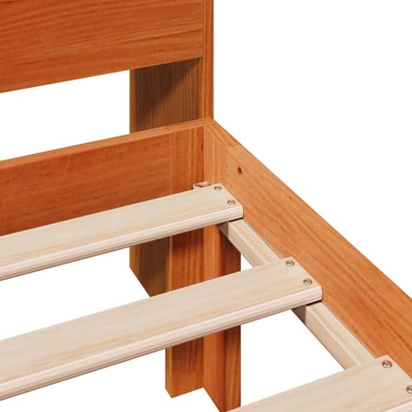 vidaXL Seng med bokhylle uten madrass voksbrun 90x190 cm heltre furu