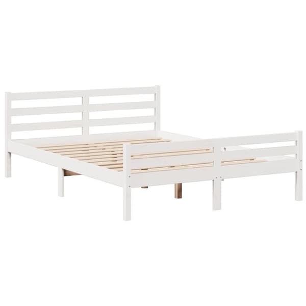 vidaXL Sänky kirjahyllyllä ei patjaa valkoinen 140x200 cm täysi mänty