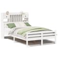 Miniatyrbilde 1 av 11: vidaXL Seng med bokhylle uten madrass hvit 135x190 cm heltre furu