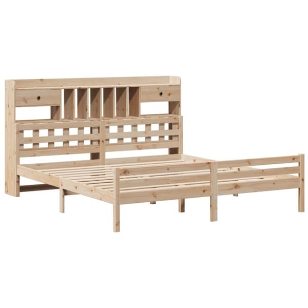 vidaXL Seng med bokhylle uten madrass 200x200 cm heltre furu