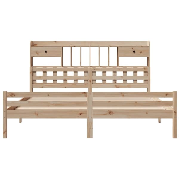 vidaXL Seng med bokhylle uten madrass 200x200 cm heltre furu