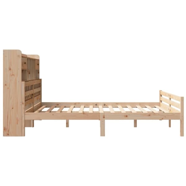 vidaXL Seng med bokhylle uten madrass 200x200 cm heltre furu