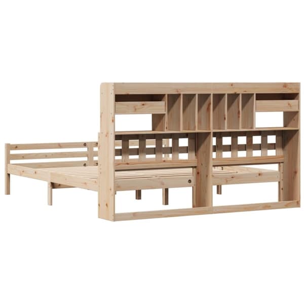 vidaXL Seng med bokhylle uten madrass 200x200 cm heltre furu