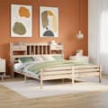 Miniatyrbilde 2 av 11: vidaXL Seng med bokhylle uten madrass 200x200 cm heltre furu