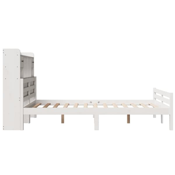 vidaXL seng med reol uden madras 150x200 cm massivt fyrretræ hvid