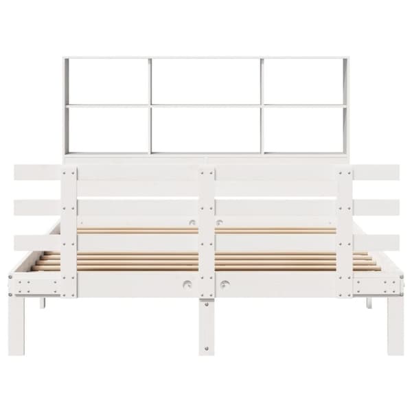 vidaXL Seng med bokhylle uten madrass hvit 140x190 cm heltre furu