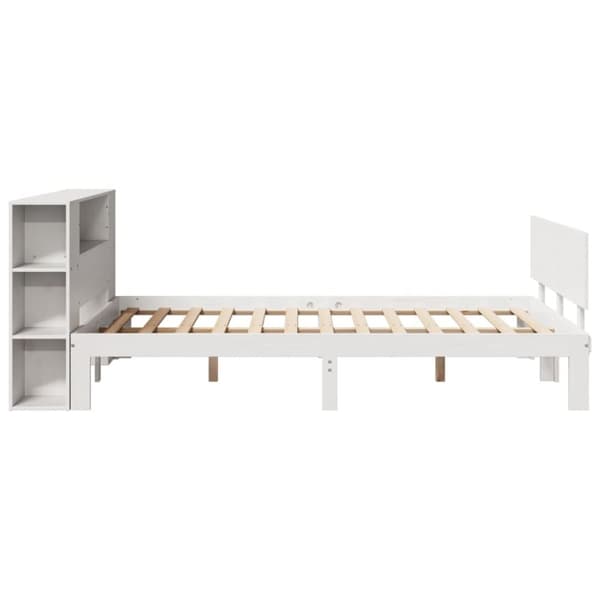 vidaXL Sänky kirjahyllyllä ei patjaa valkoinen 150x200 cm täysi mänty