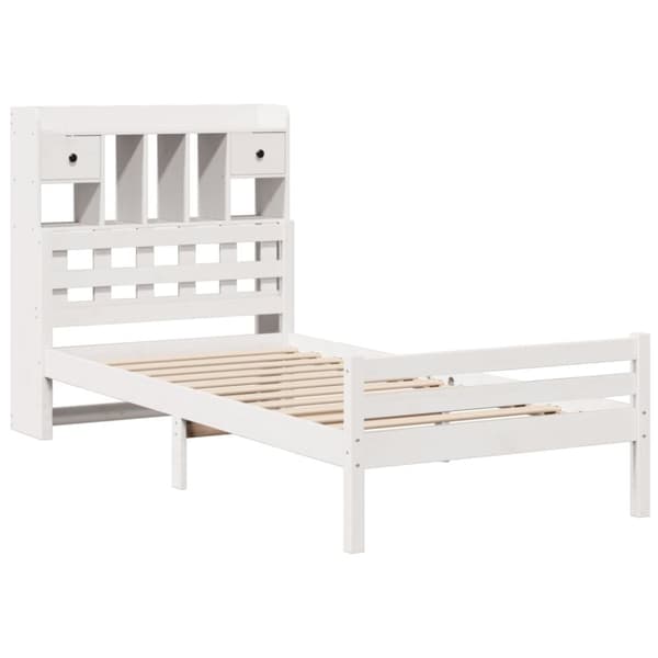 vidaXL Seng med bokhylle uten madrass hvit 100x200 cm heltre furu