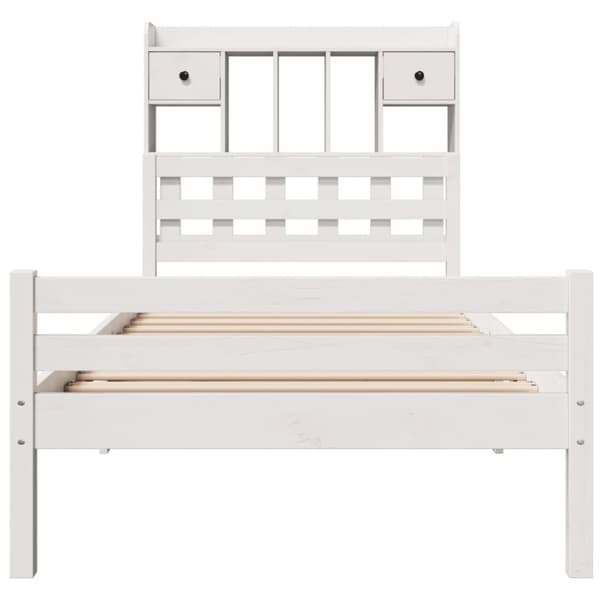 vidaXL Seng med bokhylle uten madrass hvit 100x200 cm heltre furu