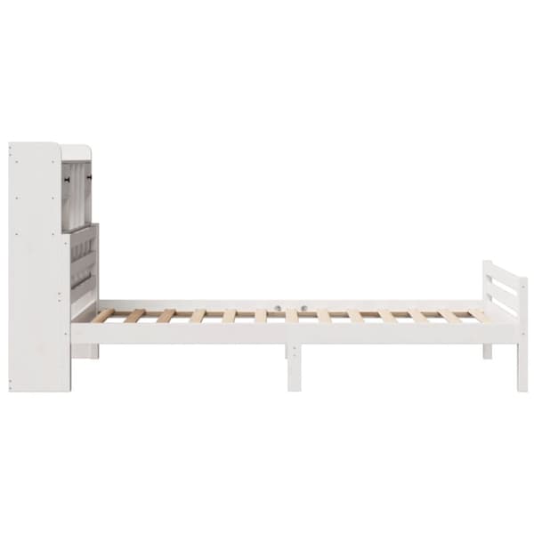 vidaXL Seng med bokhylle uten madrass hvit 100x200 cm heltre furu
