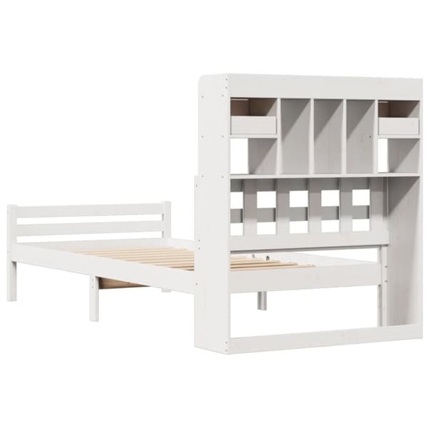 vidaXL Seng med bokhylle uten madrass hvit 100x200 cm heltre furu