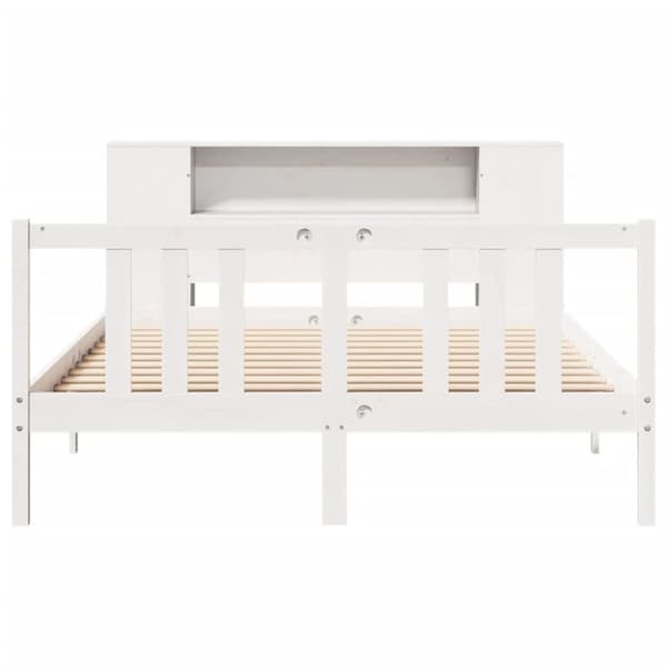 vidaXL Seng med bokhylle uten madrass hvit 150x200 cm heltre furu