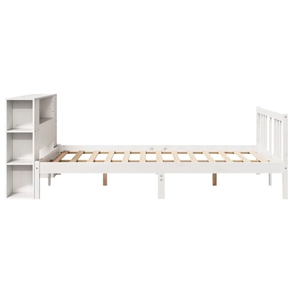 vidaXL Seng med bokhylle uten madrass hvit 150x200 cm heltre furu