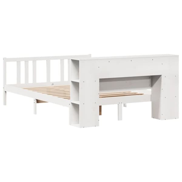 vidaXL Seng med bokhylle uten madrass hvit 150x200 cm heltre furu
