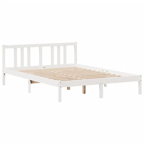 vidaXL Seng med bokhylle uten madrass hvit 150x200 cm heltre furu