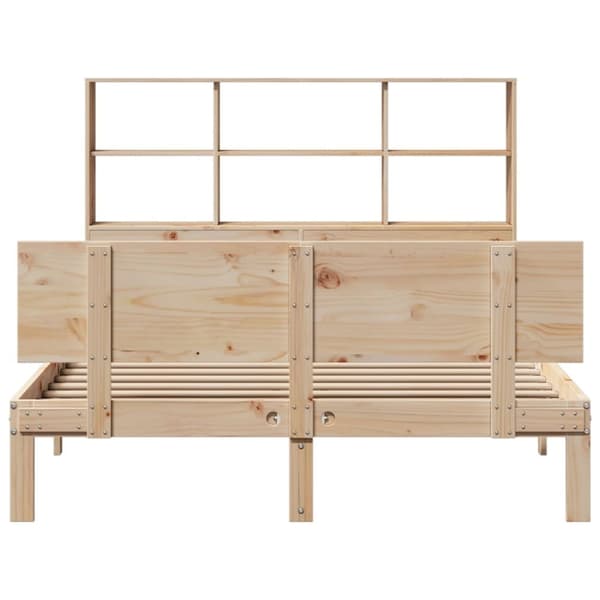 vidaXL Seng med bokhylle uten madrass 135x190 cm heltre furu