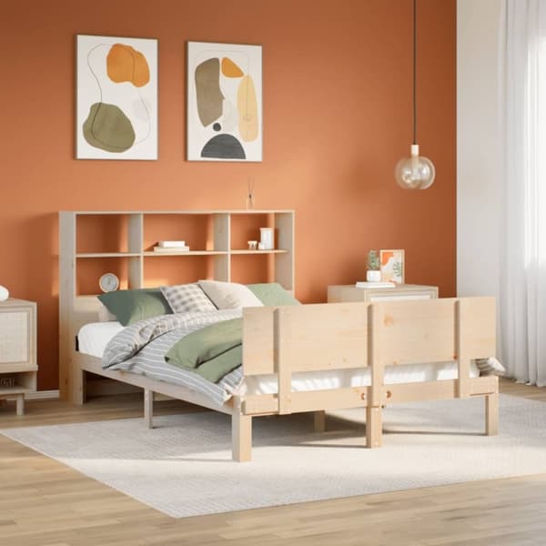vidaXL seng med reol uden madras 120x190 cm massivt fyrretræ