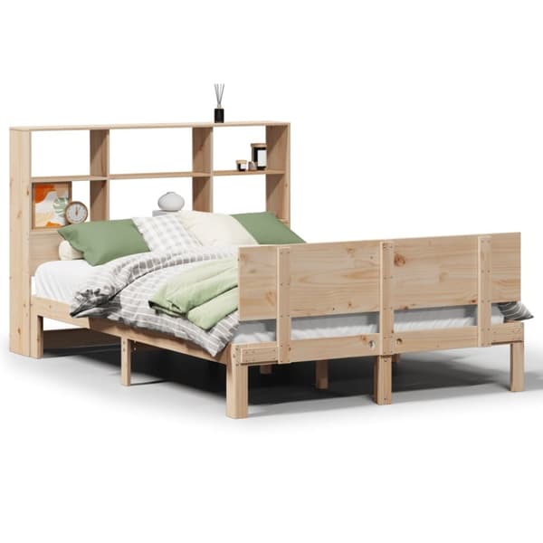 vidaXL seng med reol uden madras 120x190 cm massivt fyrretræ