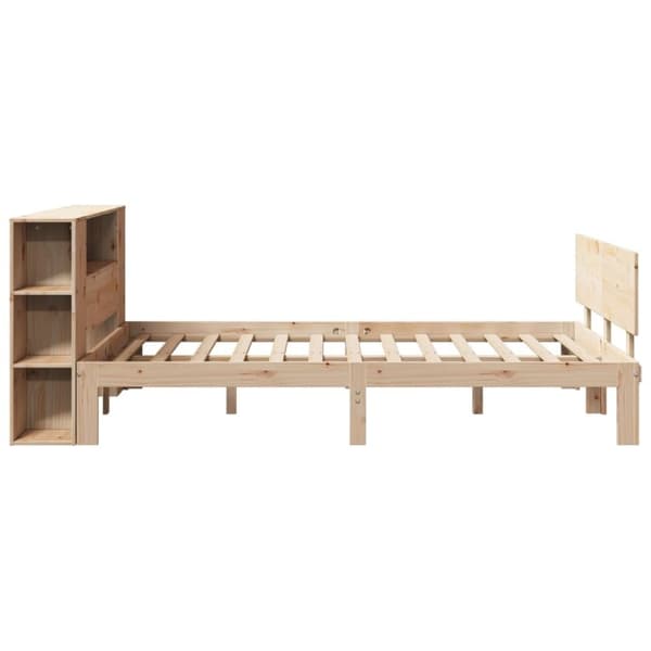 vidaXL Seng med bokhylle uten madrass 160x200 cm heltre furu