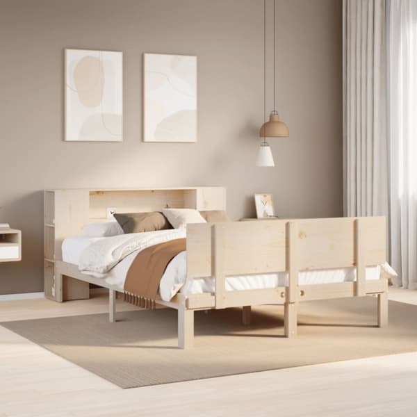vidaXL Seng med bokhylle uten madrass 160x200 cm heltre furu