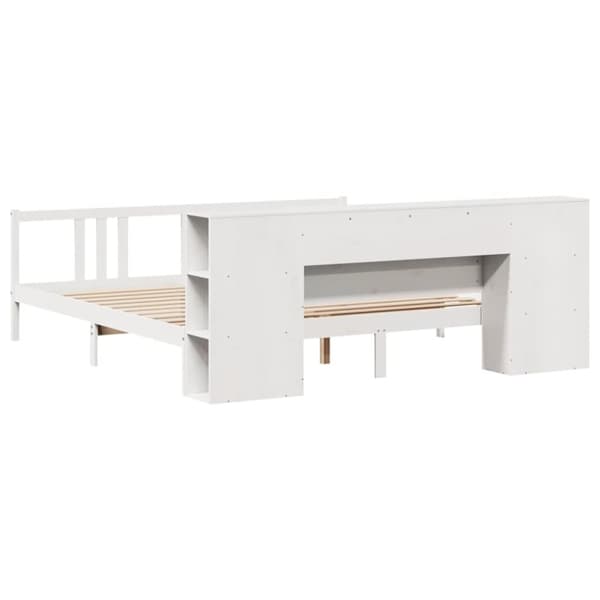 vidaXL Seng med bokhylle uten madrass hvit 200x200 cm heltre furu