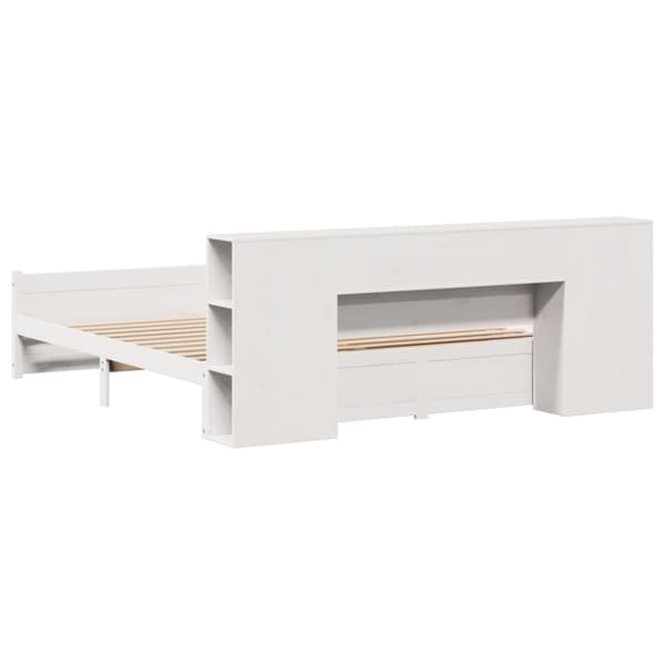 vidaXL Seng med bokhylle uten madrass hvit 180x200 cm heltre furu