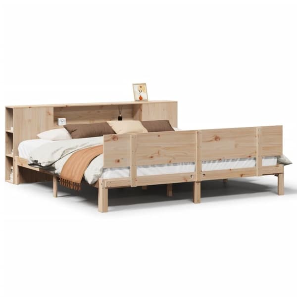 vidaXL Seng med bokhylle uten madrass 180x200 cm heltre furu