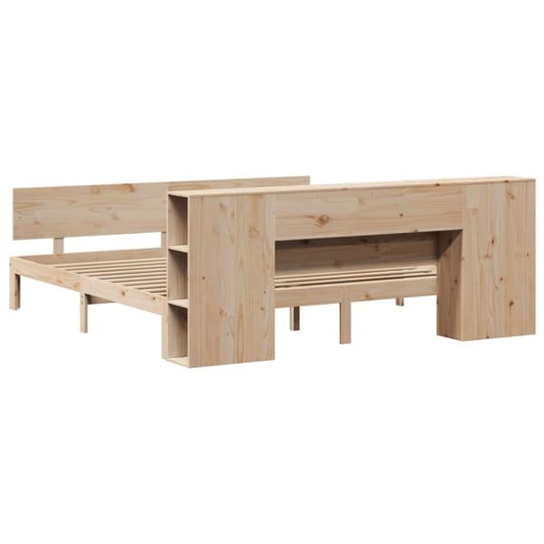 vidaXL Seng med bokhylle uten madrass 180x200 cm heltre furu