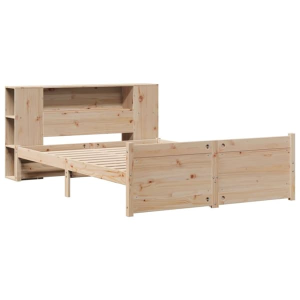 vidaXL Seng med bokhylle uten madrass 160x200 cm heltre furu