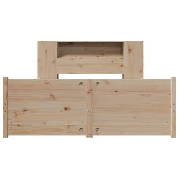 vidaXL Seng med bokhylle uten madrass 160x200 cm heltre furu
