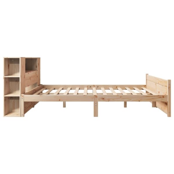 vidaXL Seng med bokhylle uten madrass 160x200 cm heltre furu