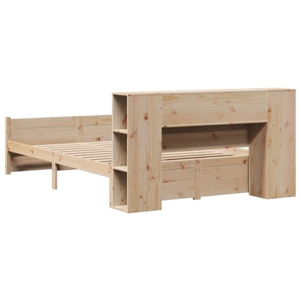 vidaXL Seng med bokhylle uten madrass 160x200 cm heltre furu