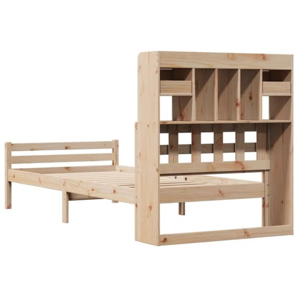 vidaXL Seng med bokhylle uten madrass 100x200 cm heltre furu