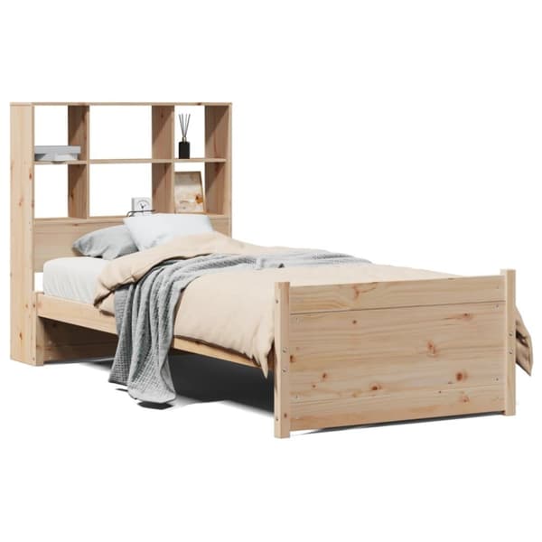 vidaXL Seng med bokhylle uten madrass 75x190 cm heltre furu