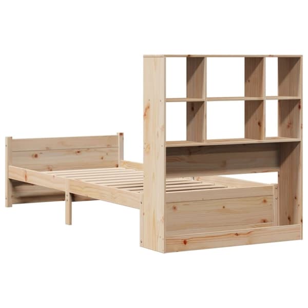 vidaXL Seng med bokhylle uten madrass 75x190 cm heltre furu