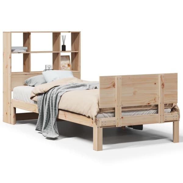 vidaXL Sänky kirjahyllyllä ilman patjaa 75x190 cm täysi mänty