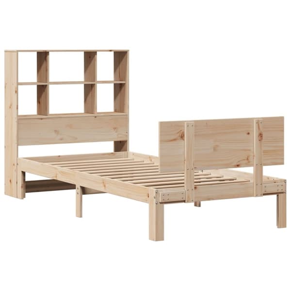vidaXL Sänky kirjahyllyllä ilman patjaa 75x190 cm täysi mänty