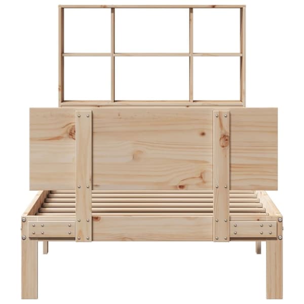 vidaXL Sänky kirjahyllyllä ilman patjaa 75x190 cm täysi mänty