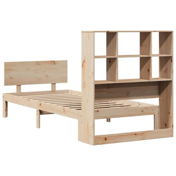 vidaXL Sänky kirjahyllyllä ilman patjaa 75x190 cm täysi mänty